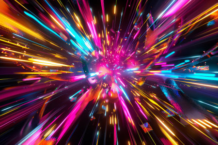A colorful explosion of light and color. The image is a representation of a bright and vibrant worldの素材