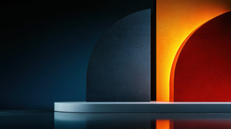 A black and white photo of a blue and red square with a white square in the middle. The photo is abstract and has a modern feel to itの素材