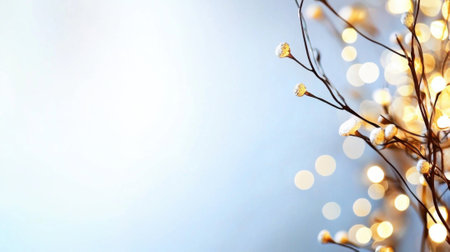 Gentle lights twinkle among soft branches, evoking a serene atmosphere. This charming display enhances the cozy indoor environment, ideal for relaxation.の素材