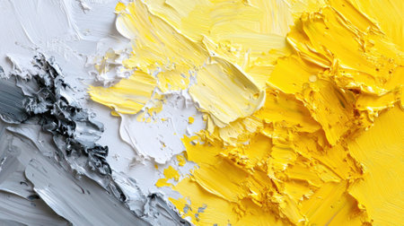 A painting with a yellow and gray background. The yellow is very thick and the gray is very thinの素材