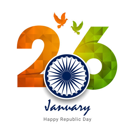 Creative abstract or poster for Republic Day Celebration of Indian Vector illustration 26 januaryのイラスト素材