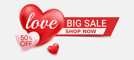 Valentine's day concept background. Vector illustration. Red and pink hearts. Cute love sale banner or greeting cardのイラスト素材