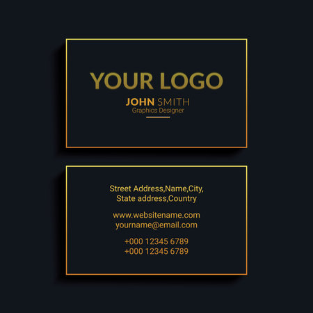 Luxury golden vector business card with logotype template. Premium letter logo with golden design. Elegant corporate identity.のイラスト素材