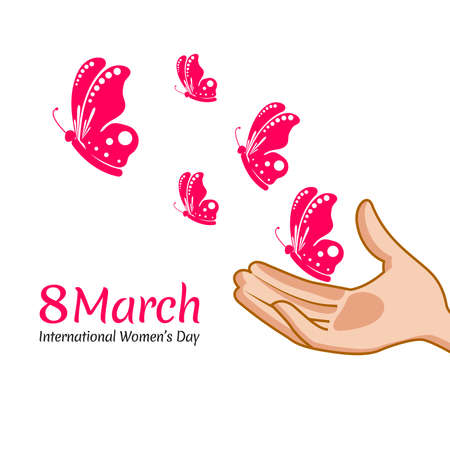 Happy Women\'s Day Design Elements. International women\'s day icon. Minimalistic design for international women\'s day concept.Vector illustration.のイラスト素材
