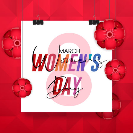 Happy Women's Day. Vector illustration. Womanâs Day greeting calligraphy design. Template for a poster, cards, banner.のイラスト素材
