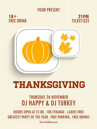 Happy Thanksgiving celebration can be used as a flyer, poster, or banner.のイラスト素材