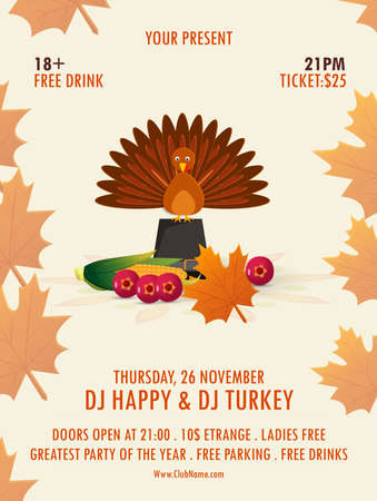 Happy Thanksgiving celebration can be used as a flyer, poster, or banner.のイラスト素材