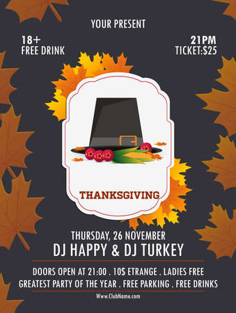 Happy Thanksgiving celebration can be used as a flyer, poster, or banner.のイラスト素材