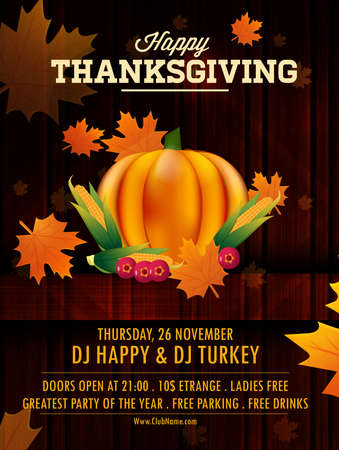 Happy Thanksgiving celebration can be used as a flyer, poster, or banner.のイラスト素材
