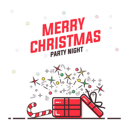 Christmas and New Year background. Bright Winter holiday composition. Greeting card, banner, posterのイラスト素材