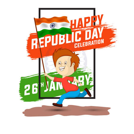 Vector illustration of Happy Republic Day of India tricolor background for 26 Januaryのイラスト素材