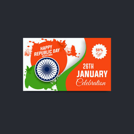Vector illustration of Happy Republic Day of India tricolor background for 26 Januaryのイラスト素材