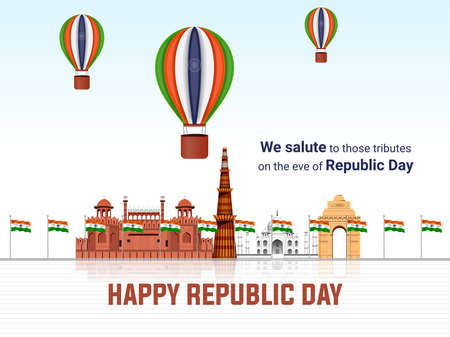 Indian Republic day concept with text 26 January.のイラスト素材