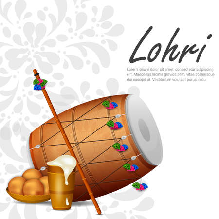 illustration of Happy Lohri holiday background. Punjabi festival of lohri celebrationのイラスト素材