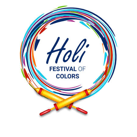 Happy Holi spring festival of colors greeting vector background with realistic volumetric colorful Holi.のイラスト素材