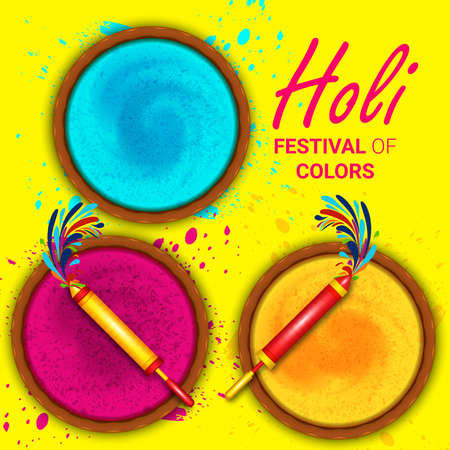 Indian Festival of Colours, Happy Holi celebration design. illustration of colorful gulal (powder color) Happy Holi Backgroundのイラスト素材