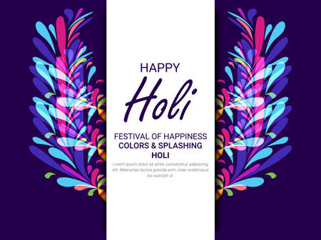 Indian Festival of Colours, Happy Holi celebration design. illustration of colorful gulal (powder color) Happy Holi Backgroundのイラスト素材