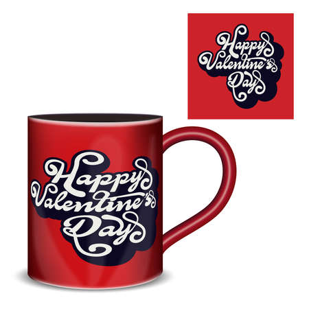 Happy valentines day vector background template. Valentine greeting text with heart elements in background. Vector Illustration.のイラスト素材