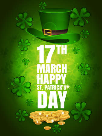 Saint Patrick's Day Card, Calligraphic Lettering Happy St Patricks Day. Vector Illustration.のイラスト素材