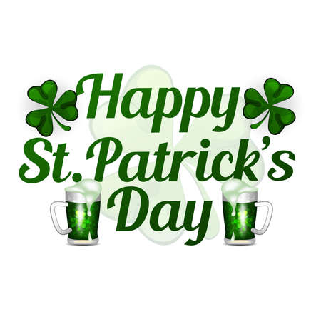 Saint Patrick's Day Card, Calligraphic Lettering Happy St Patricks Day. Vector Illustration.のイラスト素材