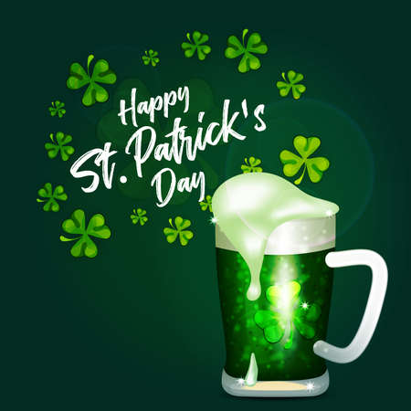 Saint Patrick's Day Card, Calligraphic Lettering Happy St Patricks Day. Vector Illustration.のイラスト素材