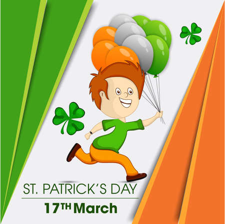 Saint Patrick's Day Card, Calligraphic Lettering Happy St Patricks Day. Vector Illustration.のイラスト素材