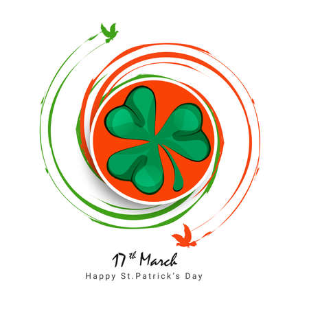 Saint Patrick's Day Card, Calligraphic Lettering Happy St Patricks Day. Vector Illustration.のイラスト素材
