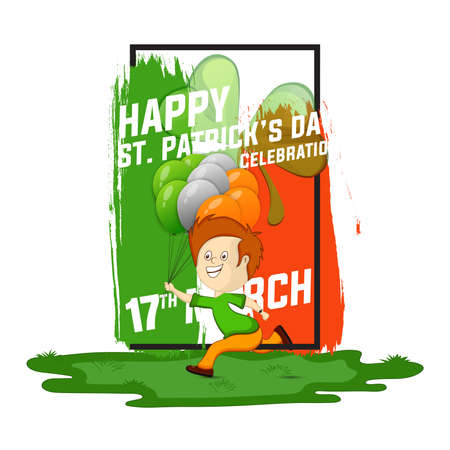 Saint Patrick's Day Card, Calligraphic Lettering Happy St Patricks Day. Vector Illustration.のイラスト素材