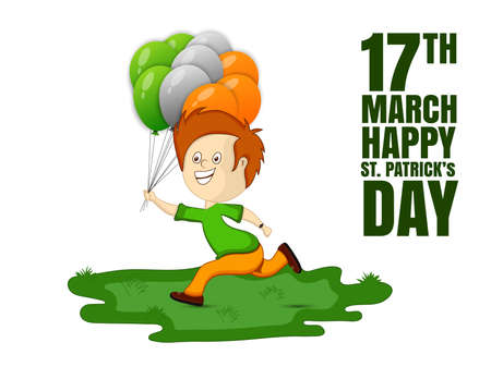 Saint Patrick's Day Card, Calligraphic Lettering Happy St Patricks Day. Vector Illustration.のイラスト素材