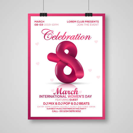 Happy Women\'s Day. Vector illustration. Woman\'s Day greeting calligraphy design. Template for a poster, cards, banner.のイラスト素材