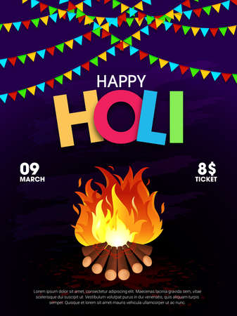 illustration of Happy Lohri holiday background. Punjabi festival of lohri celebrationのイラスト素材