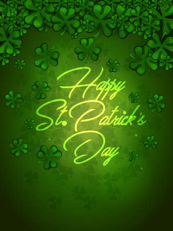 Saint Patrick's Day, Vector illustration brochure, holiday invitation, corporate celebration. shamrock, pot with gold coins, horseshoe, green ale on black background. Vector illustrationのイラスト素材