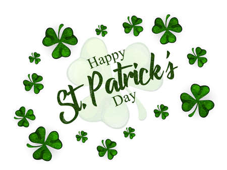 Saint Patrick's Day, Vector illustration brochure, holiday invitation, corporate celebration. shamrock, pot with gold coins, horseshoe, green ale on black background. Vector illustration.のイラスト素材
