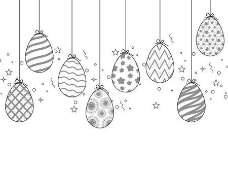 Happy easter template with eggs, background. Vector illustration. Design layout for the invitation, card, menu, flyer, banner, poster, voucher. Elegant designのイラスト素材