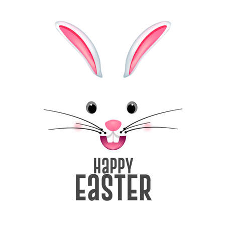 Happy Easter vector illustrations of bunnies, rabbits icons, decoratedのイラスト素材
