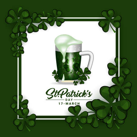 St. Patrick s Day. Vector illustration for design with clover. Template Design banner on St. Patrick's Day.のイラスト素材