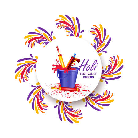 illustration of abstract colorful Happy Holi background for color festival of India celebration greetings.のイラスト素材