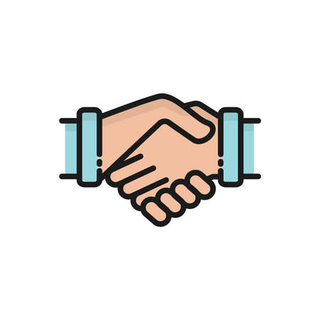 Business handshake / contract agreement line art vector icon for apps and websitesのイラスト素材