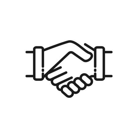 Business handshake / contract agreement line art vector icon for apps and websitesのイラスト素材