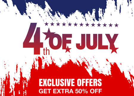 Fourth of July. 4th of July holiday banner. American Independence Day Party celebration.のイラスト素材