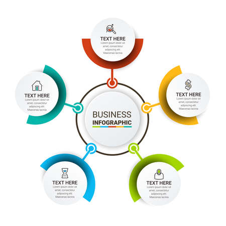 Vector idea infographic template for graphs, charts, diagrams. Business concept with numbers options, parts, steps, processes. Vector business template for presentation.のイラスト素材