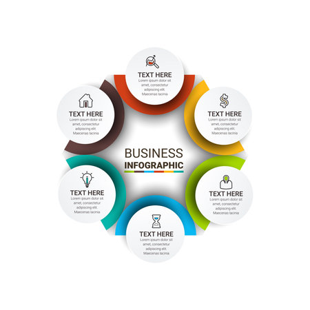 Infographic icons designed for abstract background template. Can be used for workflow layout, diagram, business step with number options, banner, web design.のイラスト素材