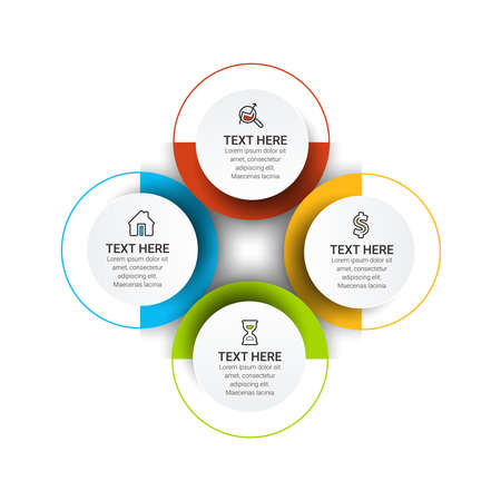 Infographic icons designed for abstract background template. Can be used for workflow layout, diagram, business step with number options, banner, web design.のイラスト素材