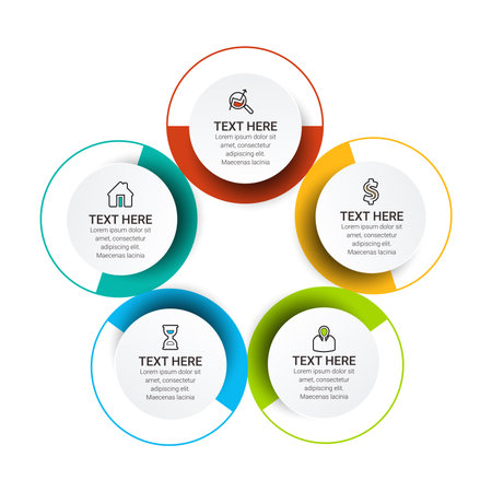 Infographic icons designed for abstract background template. Can be used for workflow layout, diagram, business step with number options, banner, web design.のイラスト素材