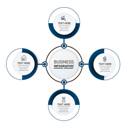 Business infographic data visualization. Process chart. Presentation business infographic template. Vector illustration.のイラスト素材