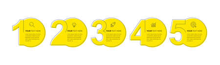 Business Infographic template. Thin line process with square template design with numbers 5 options...
