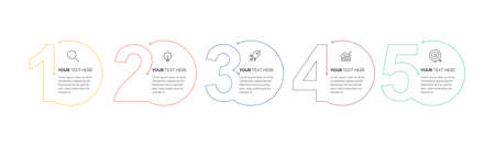 Modern Business Infographic template. Infographic design with icons and 5 options or steps. Thin...