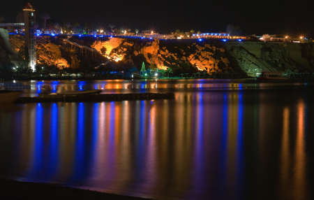 Night view on sea. Egipt. Sharm el Sheikh.の写真素材