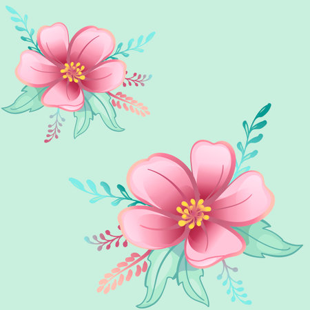 pink beautiful flowers, seamless patternのイラスト素材