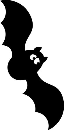 Black and white bat silhouette for Halloween crafts and decorations. spooky batのイラスト素材